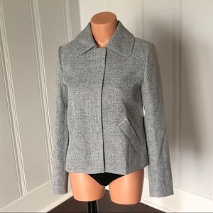 NWT Halogen Crosshatch Pleated Gray Swing Blazer Jacket XS